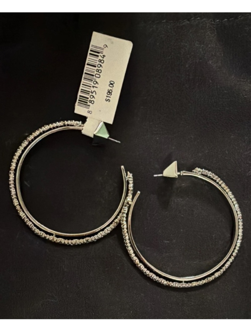 Alexis Bittar Silver Crystal Pavé Hoop Earrings